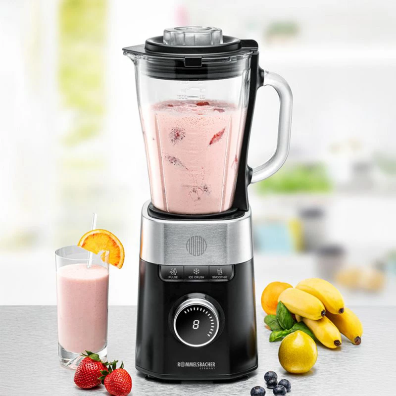 Stojący mikser Rommelsbacher MX 1260 — 1200 W, 1,5 l, czarny/stal nierdzewna