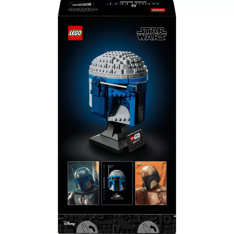 Kolekcjonerski kask LEGO Star Wars Jango Fett 75408 — 616 elementów, model do ekspozycji 210×120×110 mm