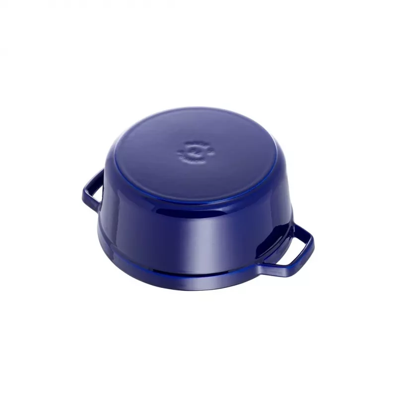 Staub 24 cm okrągły garnek żeliwny ciemnoniebieski