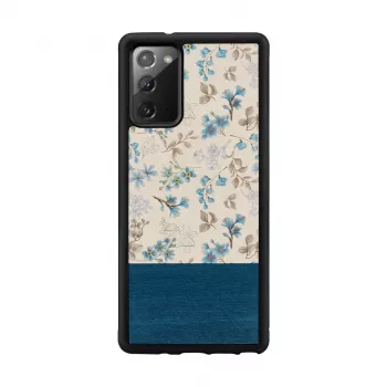 Etui na telefon Man and Wood Galaxy Note 20 — niebieski kwiat na czarnym