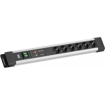 Listwa zasilająca Bachmann CONNECTUS z 6 gniazdami CEE7/3, 1x GVS, 1x przełącznik, kabel 2,0 m, szara