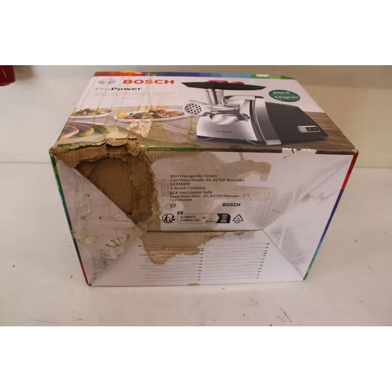 Maszynka do mięsa Bosch MFW67440 ProPower — 2000 W, 1 prędkość, 3,5 kg/min, czarna (uszkodzone opakowanie)