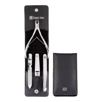 ZWILLING 97438-004-0 4-częściowy zestaw do manicure w czarnym skórzanym etui kieszonkowym