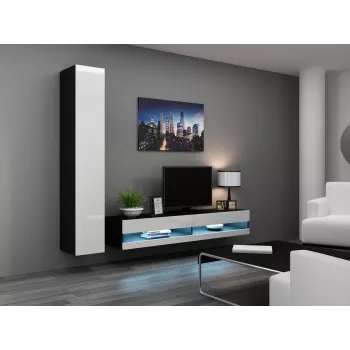 TV stand cama meble VIGO NEW 30/180/40, 1800×400×300 mm, czarny blat, rama z płyty wiórowej