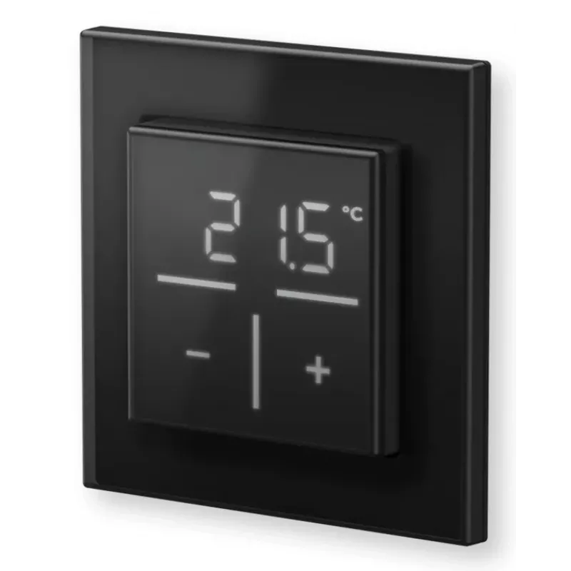 Szklany termostat ścienny Homematic IP 161570A0 — cyfrowy, czarny, 230 V, IP20
