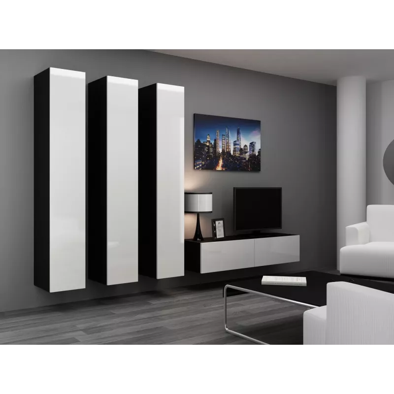 Cama zestaw mebli do salonu VIGO 14 czarny/biały połysk