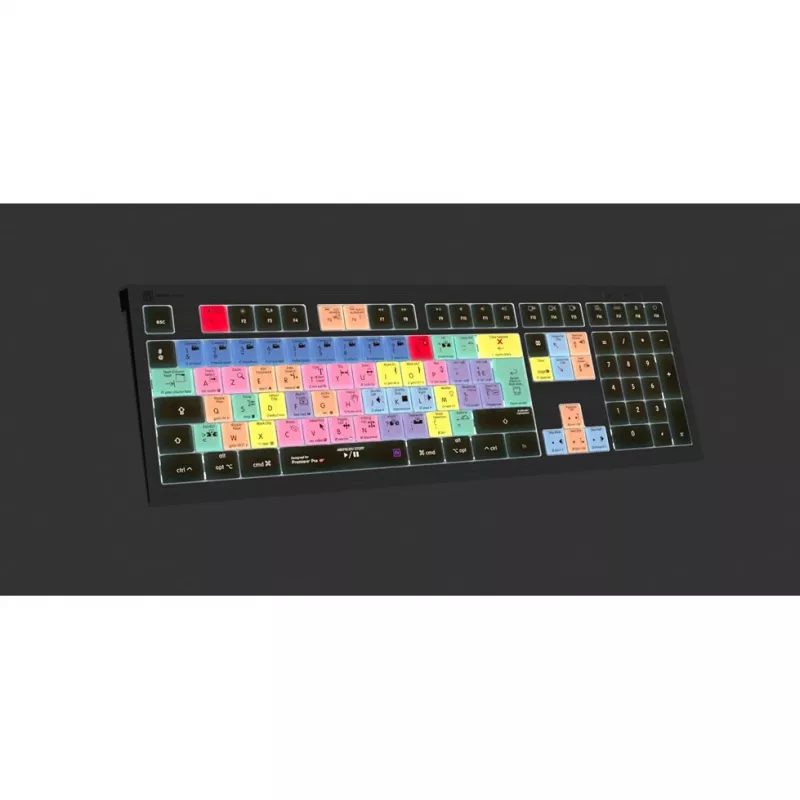 Klawiatura Logickeyboard Adobe Premiere Pro CC ASTRA 2 podświetlana Mac francuska (LKB-PPROCC-A2M-FR)