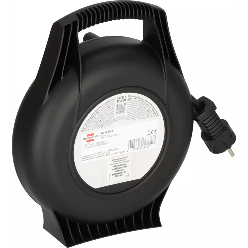 Brennenstuhl 1093900, 10 m, Drinnen, IP20, Schlagfest, Überhitzungsschutz, Kunststoff, Polyvinylchlorid (PVC), Schwarz
