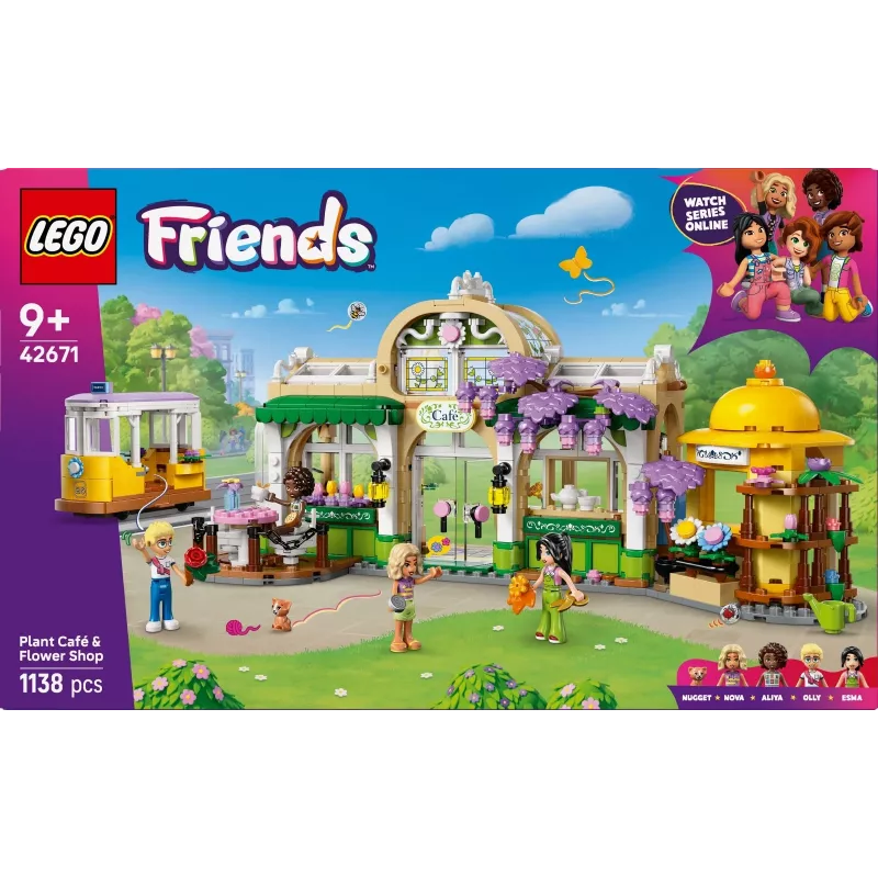 Zestaw LEGO FRIENDS 42671 Kawiarnia z Roślinami i Kwiaciarnia – zestaw do zabawy z funkcjami kawiarni i kwiaciarni