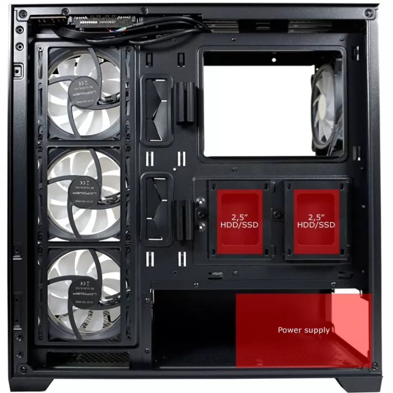 Obudowa LC-Power MidiTower 715B czarna USB3.2/Audio bez zasilacza SEAMLESS_X (LC-715B-ON)