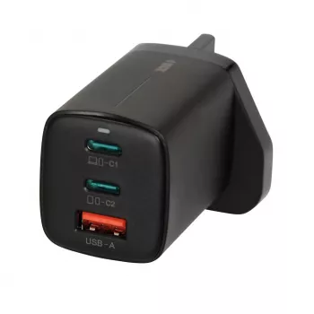 iBOX C-65 Czarny, uniwersalna ładowarka GaN 65W, wtyczka UK