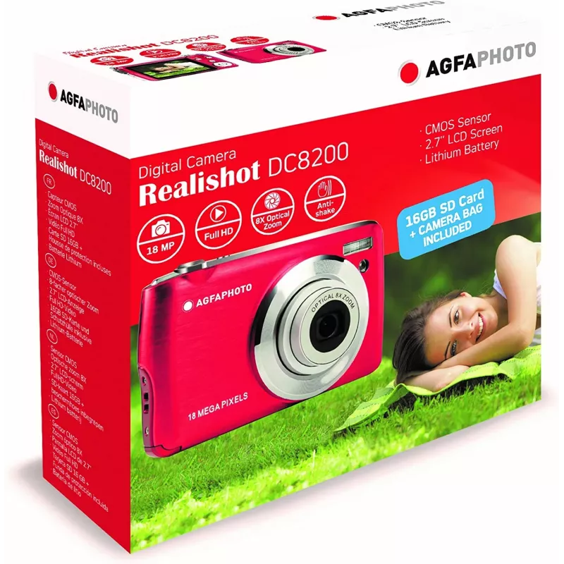 AgfaPhoto Compact Realishot DC8200 1/3.2 Aparat kompaktowy 18 MP CMOS 4896 x 3672 px Czerwony (DC8200RD)