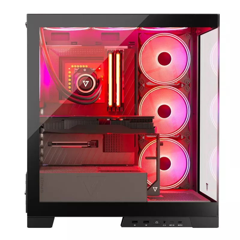 Obudowa PC MODECOM Volcano SPACE APEX ARGB Midi Tower, hartowane szkło, USB-C, obsługa ATX/microATX/Mini-ITX, GPU do 430 mm, chłodzenie CPU do 180 mm