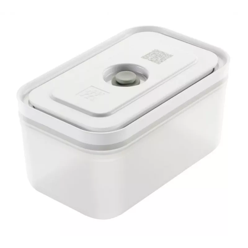 Pojemnik do pakowania próżniowego ZWILLING 36807-007-0, prostokątny plastikowy pojemnik na żywność, 1,1 l i 2,3 l, hermetyczna pokrywka z możliwością blokowania, odłączany, półprzezroczysty biały