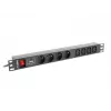 Jednostka dystrybucji zasilania LANBERG PDU-04E04I-0200-BK — 4× gniazda C13, 16 A, 220–250 V, kabel 2 m, 1U pozioma, czarna