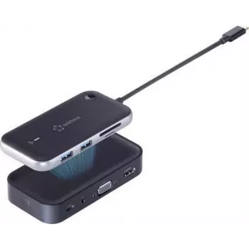 Renkforce RF-4499450 USB-C™ Mini-stacja dokująca odpowiednia dla marki: uniwersalna, bezprzewodowa transmisja obrazu, zintegrowany czytnik kart (RF-4499450)
