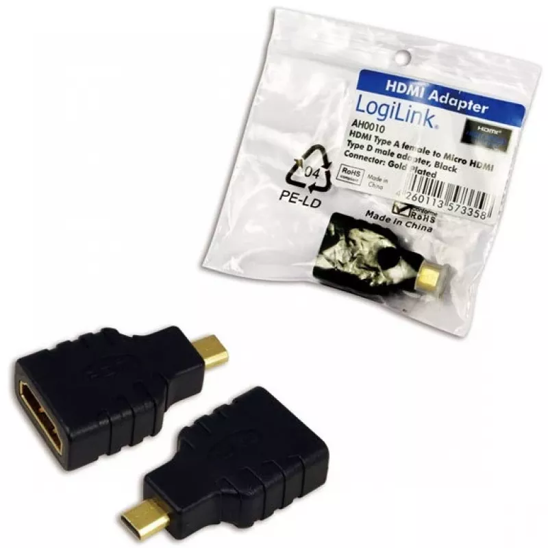 Adapter przejściowy HDMI D na HDMI A LogiLink AH0010 Czarny