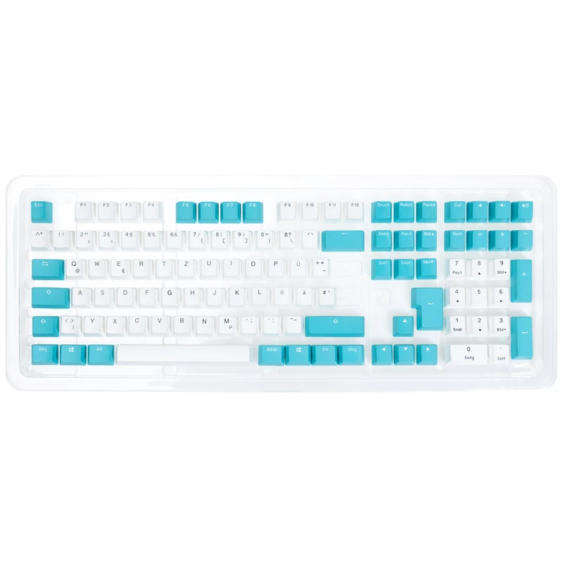 Ducky Keycap Set, PBT, ISO (DE) - biało/niebieski