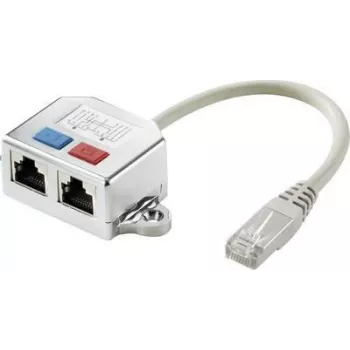 Adapter T sieciowy Renkforce RJ45 CAT 6 [2x gniazdo RJ45 - 1x wtyk RJ45] 15,00 cm metal (RF-4538138)