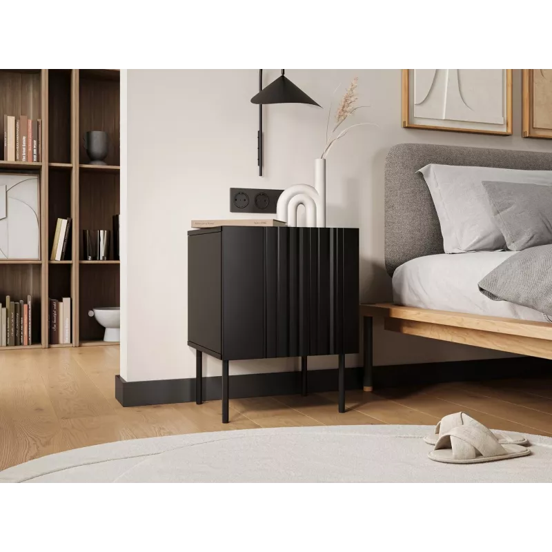Zestaw stolików nocnych 2 szt. Cama Meble ISLA 44.5×40×59 cm czarny mat MDF/płyta wiórowa