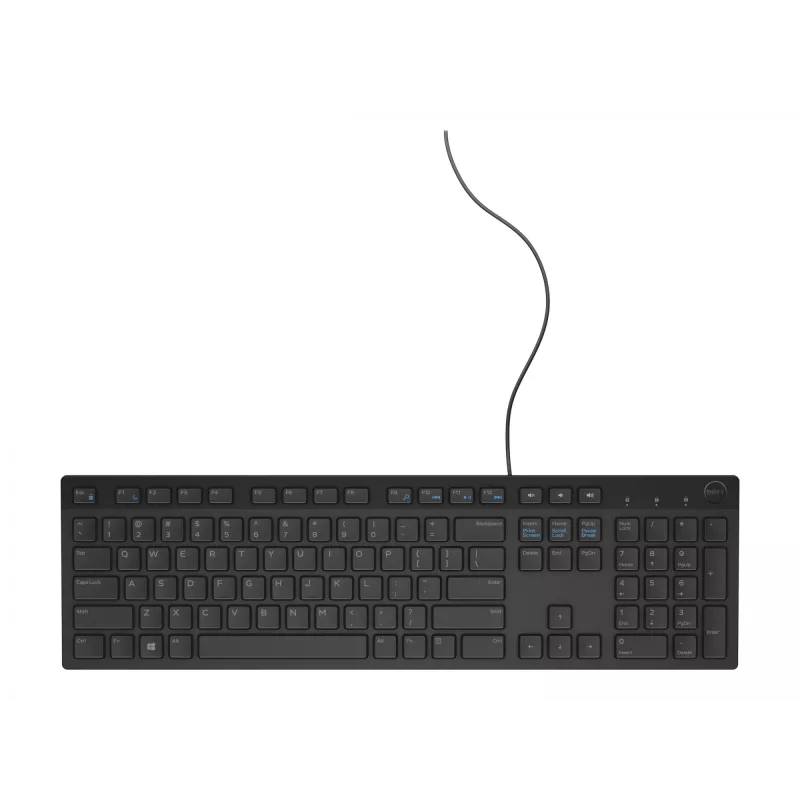 Przewodowa klawiatura pełnowymiarowa Dell KB216 — układ QWERTY nordycki, czarny, USB