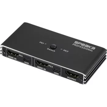 SpeaKa Professional HDMI 2.0 cienki KVM 2X1 USB2.0+IR, czarny przełącznik HDMI 3840 x 2160 pikseli (SP-13724436)