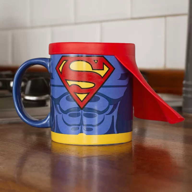 Thumbs Up Superman Mug with Cape, pojedynczy obraz, 0,25 l, Niebieski, Czerwony, Ceramika, Silikon, Uniwersalny, 1 szt.