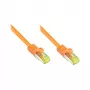 Kabel krosowy RJ45 z przewodem surowym kat. 7 i zabezpieczeniem zatrzasku (RNS®), S/FTP, PiMF, bezhalogenowy, 600MHz, OFC, pomarańczowy, 0,5m, Good Connections® (8070R-005O)