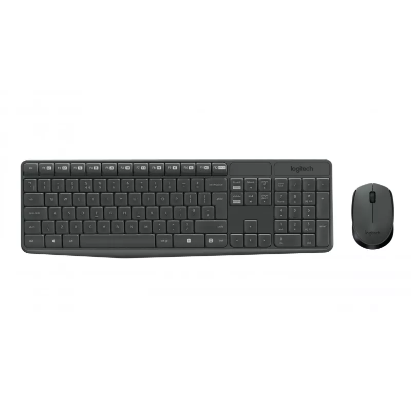 Logitech MK235 Trwały bezprzewodowy zestaw klawiatury i myszy w kolorze szarym
