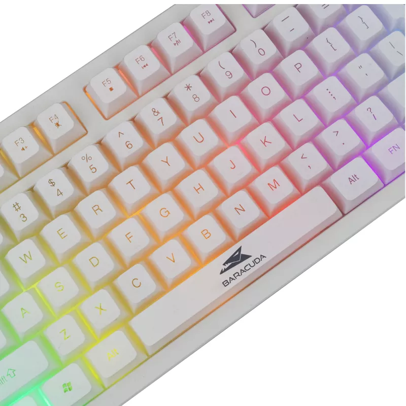 Mechaniczna klawiatura Baracuda Krill biały KRILL-W — układ kompaktowy, połączenie USB
