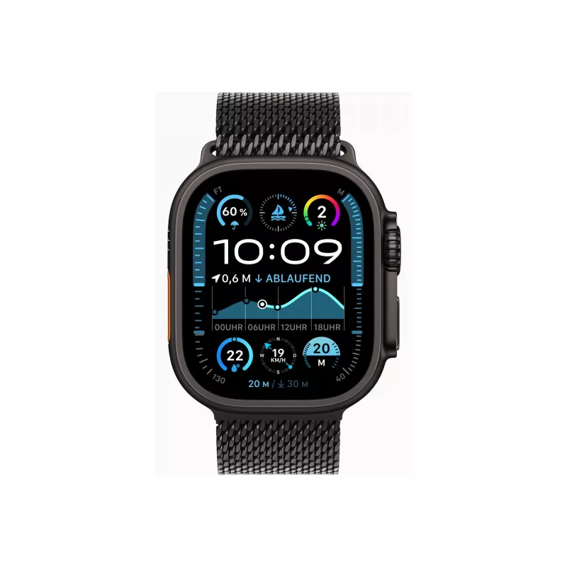 Apple Watch Ultra 2 GPS + Cellular 49mm Czarna Koperta z Tytanu z Czarną Bransoletą Milanese Loop - M