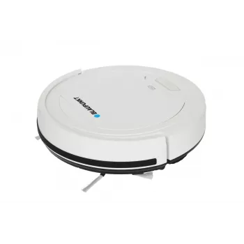Robot odkurzający BLAUPUNKT RVC201 — okrągły, biały, bezworkowy pojemnik na kurz 0,5 l, czas pracy 55 min