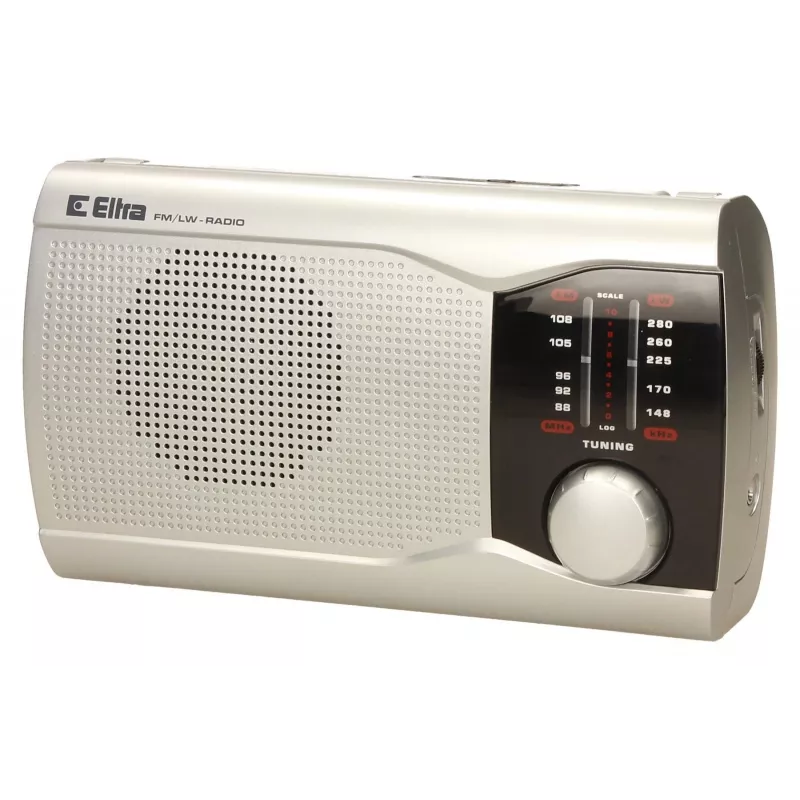 Przenośne radio Eltra EWA srebrny — odbiornik AM/FM, zasilany bateriami