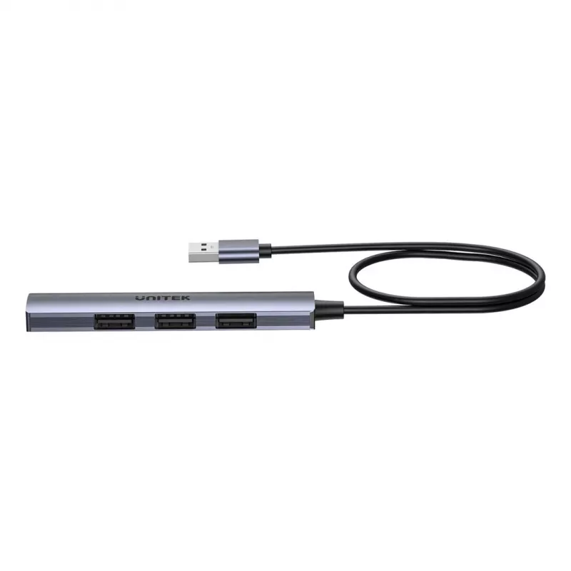 Koncentrator USB Unitek H1208CGY01 — 4-portowy USB 3.0 (5 Gb/s), wstecznie kompatybilny z USB 2.0, aluminium