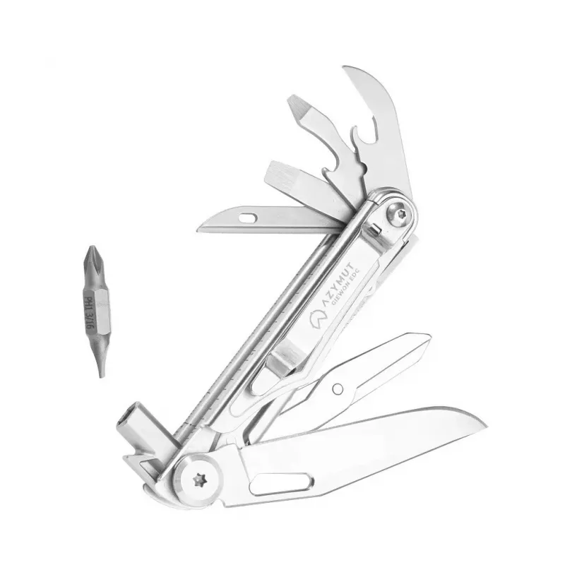 Multitool AZYMUT H2038B — 8 narzędzi, stal nierdzewna, kompaktowy EDC, 173 mm, 125 g, z kaburą i zestawem bitów