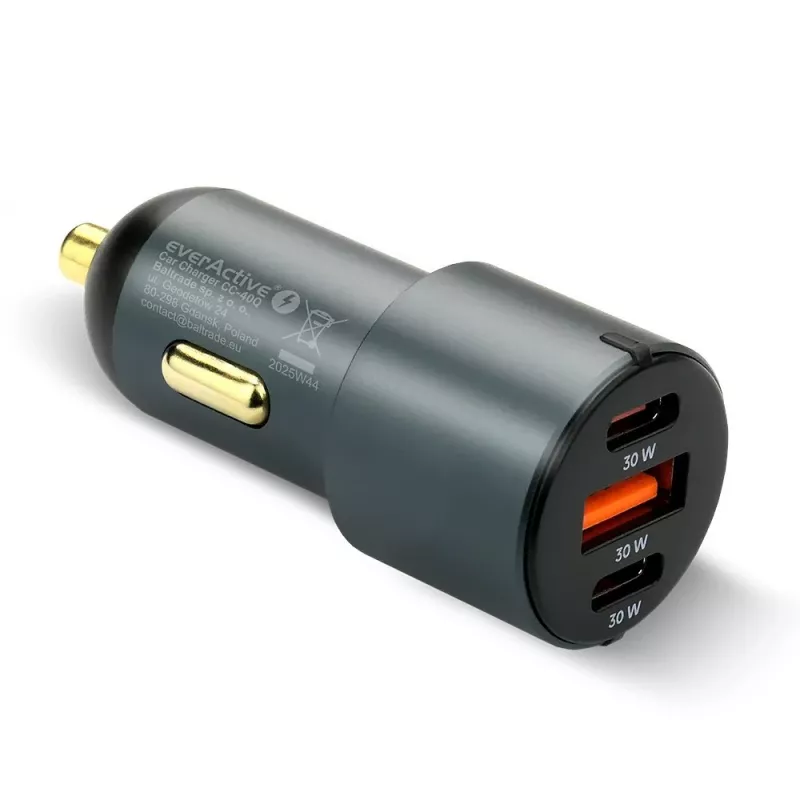 Ładowarka samochodowa everActive CC-40Q QC3.0 60W, zasilacz USB do samochodu do ładowania urządzeń mobilnych