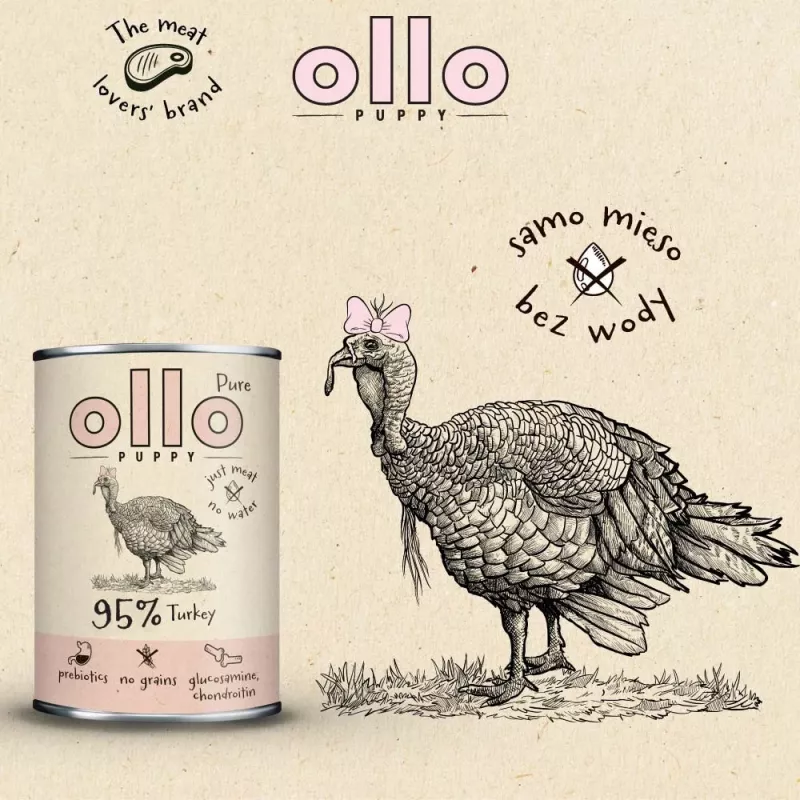OLLO Puppy Pure Turkey - mokra karma dla psów - 400 g