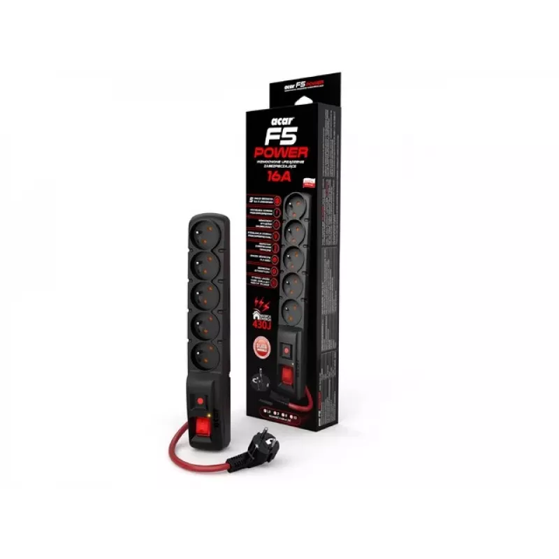ACAR F5 POWER Black 5 gniazd(a) AC 230 V 1.5 m