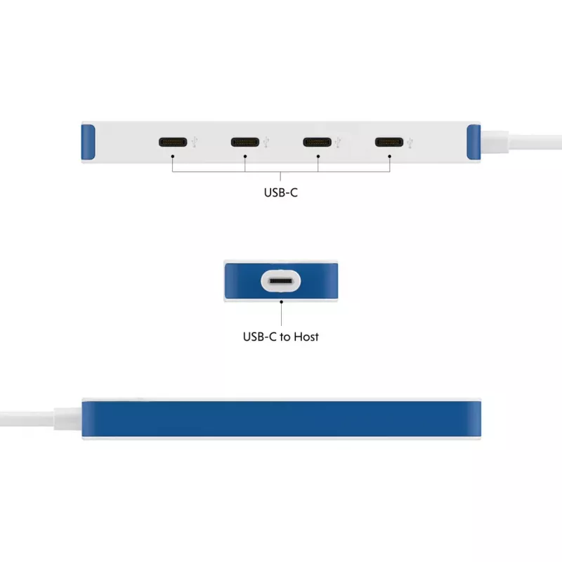 Hyper HyperDrive Flex 4-portowy hub USB-C, biały/niebieski | HD5201BUGL