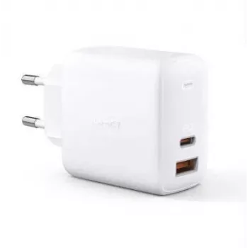 Ładowarka ścienna Aukey PA-B3 biała GaN 65W USB-C / USB-A szybka ładowarka