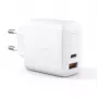 Ładowarka ścienna Aukey PA-B3 biała GaN 65W USB-C / USB-A szybka ładowarka