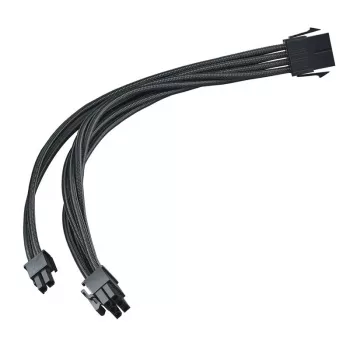 SilverStone PP07E - Spannungsversorgungs-Verlängerungskabel - 8-poliger PCIe Power (6+2) (M) zu 8-poliger PCIe Power (W) - 30 cm - Schwarz (SST-PP07E-