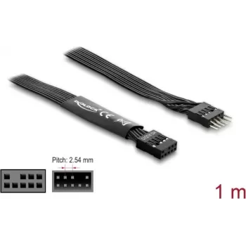 Kabel równoległy DELOCK 86059, 1 m, 9-pin (DB9) do 9-pin (DB9), czarny