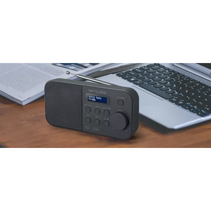 Przenośne radio muse M-109 DB — DAB+ / FM (87,5–108 MHz), tuner PLL, LCD, bateria/AC, czarny