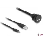Kabel USB 2.0 DeLOCK USB Type-A męski i USB Type-C męski na USB Type-A żeński i USB Type-C żeński 1 m czarny