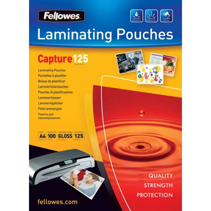 Fellowes Glossy 125 Micron Card Laminating Pouch - 75x105mm