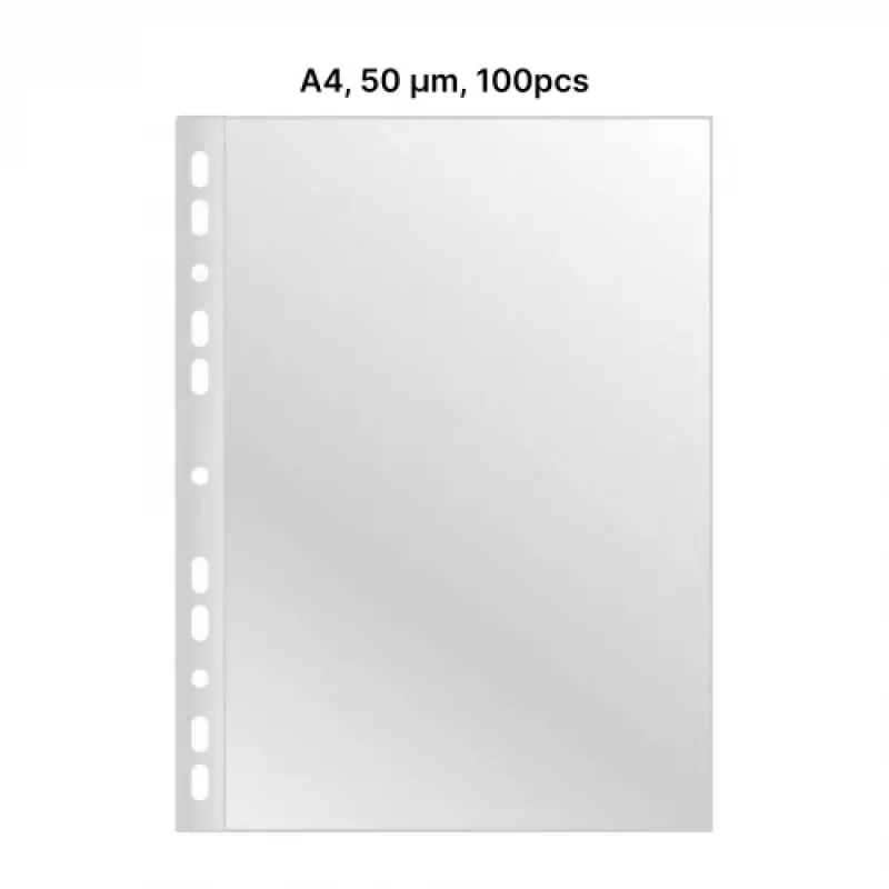 Koszulka AD Class PUNCHED POCKET Crystal Clear A4 50 mikr., opakowanie 100 szt.