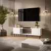 Szafka RTV cama meble LUCCA 180x40x59 cm — blat biały z płyty wiórowej, korpus biały