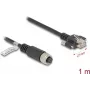 Kabel sieciowy DeLOCK M12, kodowanie A, 8-pinowe gniazdo żeńskie na wtyk RJ45, Cat5e, 1 m, czarny