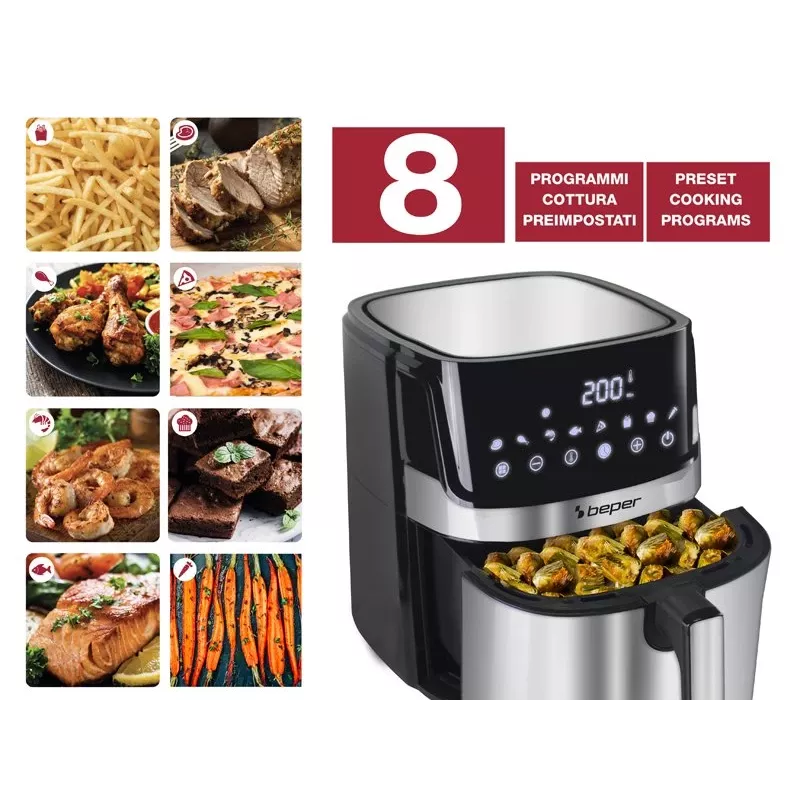 Frytkownica elektryczna Beper P101FRI070 o pojemności 1,5 l, regulowana temperatura, kompaktowa do ustawienia na blacie